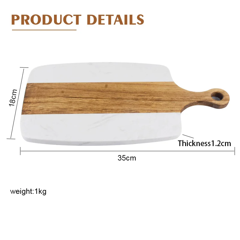 Wholesale Price Marble and Acacia Wooden Cheese Serving Board Charcuterie Platter with Handle for Wine Crackers Brie and Meat