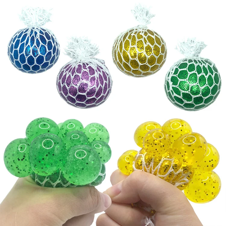 Soam Color Bead Children Adult Decompression Vent Ball Squeeze Pinch Music TPR Decompression Color Bead Funny Ball Toys