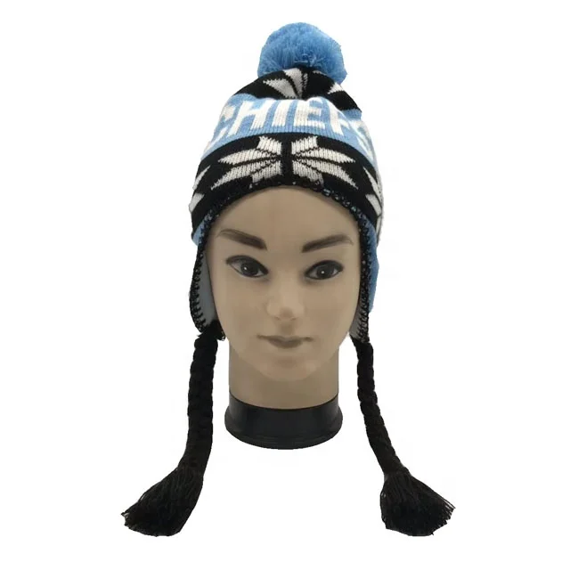 professional manufacturer for warm winter beanie knit hat acrylic knitted beanie hats with ears
