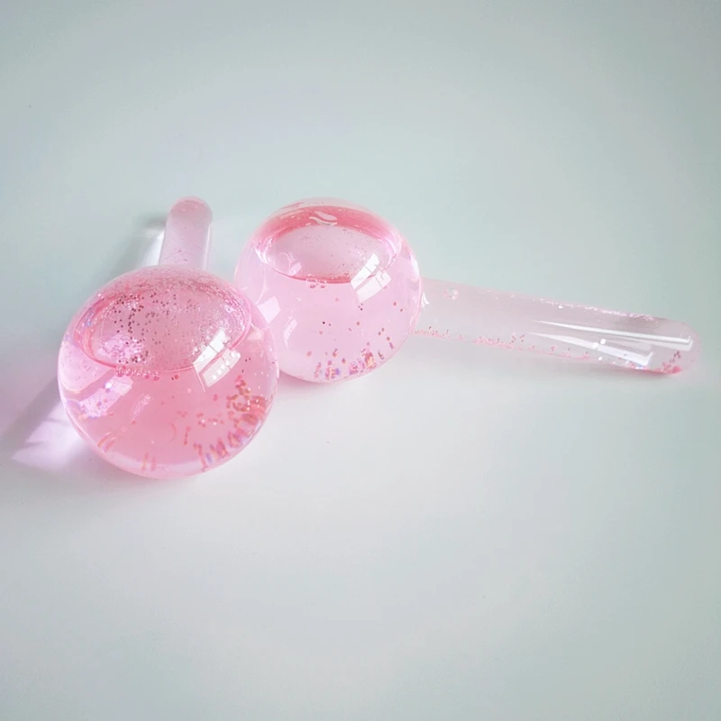 Быстрая доставка, массажные Инструменты для лица, охлаждающие розовые блестящие шарики для красоты, шарики для лица и шеи