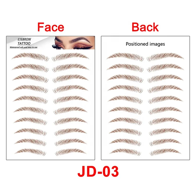 Wholesale High Quality Waterproof Realistic 3D Temporary Tattoo eyebrow Stickers For Women Girls Ladies