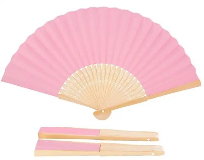 Folding Paper Fan Elegant Chinese Vintage Folding Bamboo Ribs Fan DIY Blank Paper Fan Wedding Shower Party Decor Classical Dance