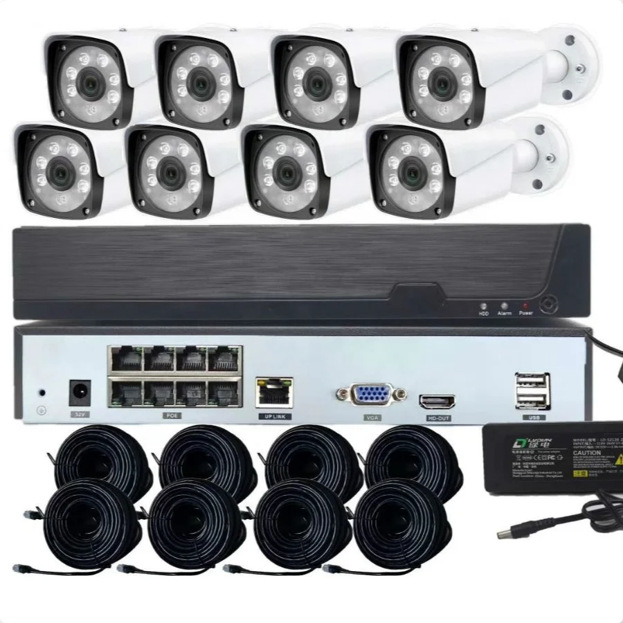 8ch 2MP AI human recognition CCTV Camera POE NVR Kits