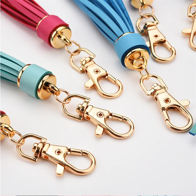 Fashion Tassel Keychain Women Cute Tassel Keychain Accessories PU Leather Car Bag Gold Key Ring Fringe Jewelry Friends Xmas Gift