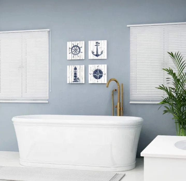 Customized Nautical Wall Art Beach Home Decor Boat Anchor Paintings Wood Crossbar Anchor Decorative  Wood Sign Hanging