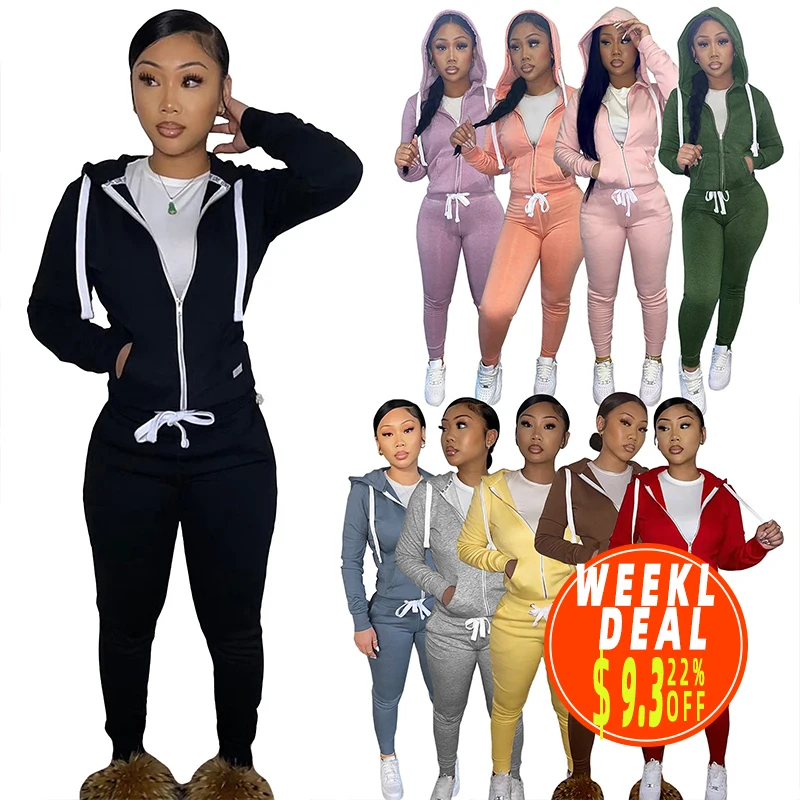 Thick Fleece Women Fall Winter Clothes Jogging Sweatpants Suit Cardigan Hoodie Women Sweatsuit Set Tracksuit Jogger Set