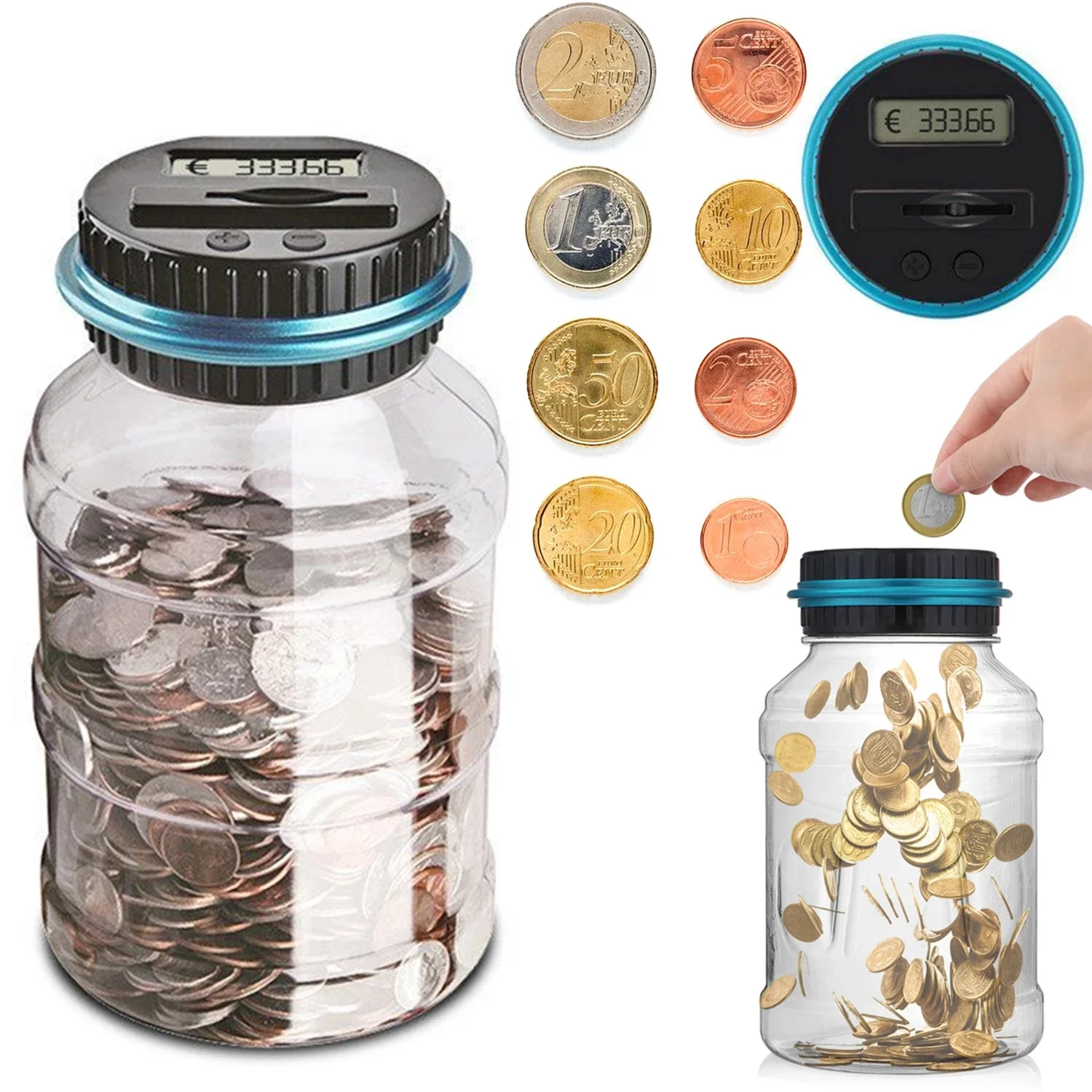 Electronic Digital Lcd Piggy Bank Counter Coin  Money Saving jar Coins Storage Box for Euro GBP Money