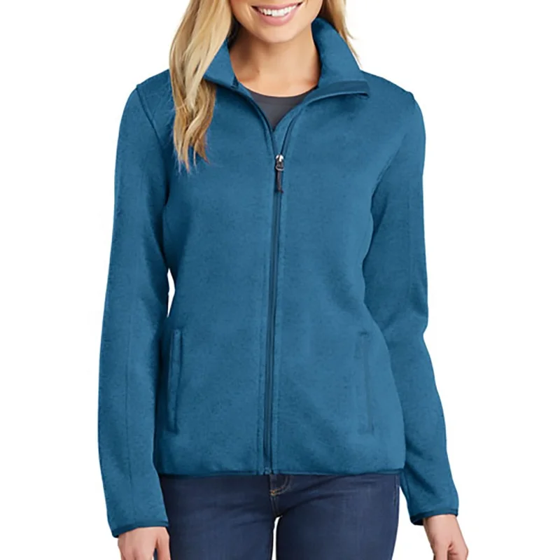 Lightweight Windproof Polar Fleece Long Sleeve Jackets Full Zip Relaxed Fit Company Staff 100% Polyester Fleece Jacket For Women