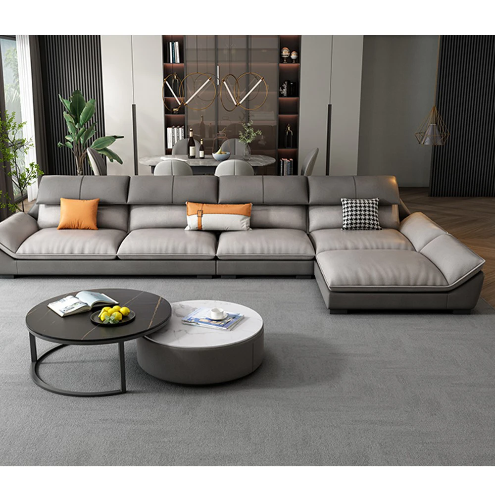 Latest Design Sectional Leather Italian Sofa Set Corner Couches Home Furniture Luxury Couch Living Room Sofas
