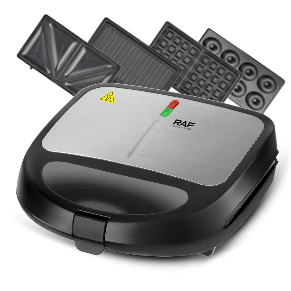 RAF Multifunctional Double-side Heating Non-stick Coating Panini Press Waffle Sandwich Maker Machine For Breakfast