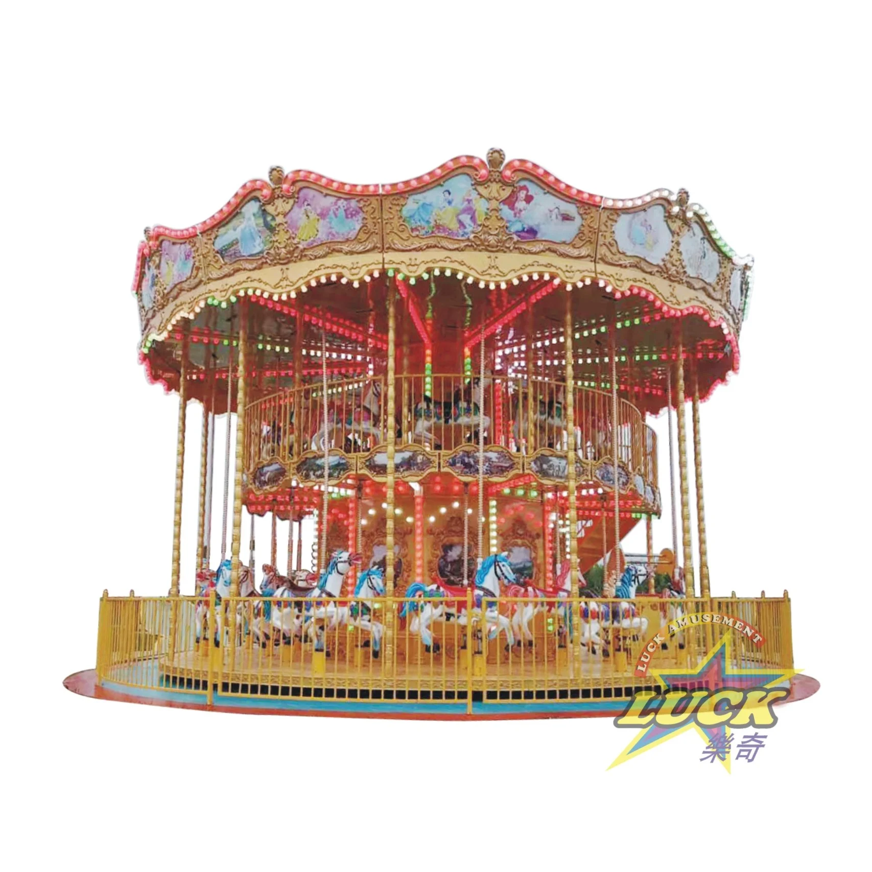 
Amusements Park Rides Double-Desk 32 seats Carousel Horses Ride Merry To Go Machine 
