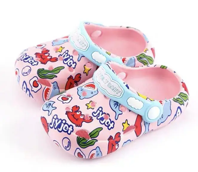 2021 cute children kids clogs boys & girls slides cartoon sandals flats soft indoors slippers summer closed toe beach