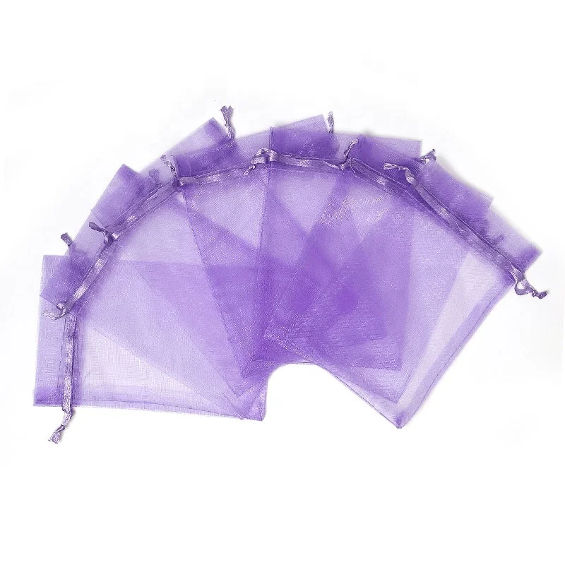 purple packaging custom bags organza candy bags jewelry with logo  9 x 12cm wholesale