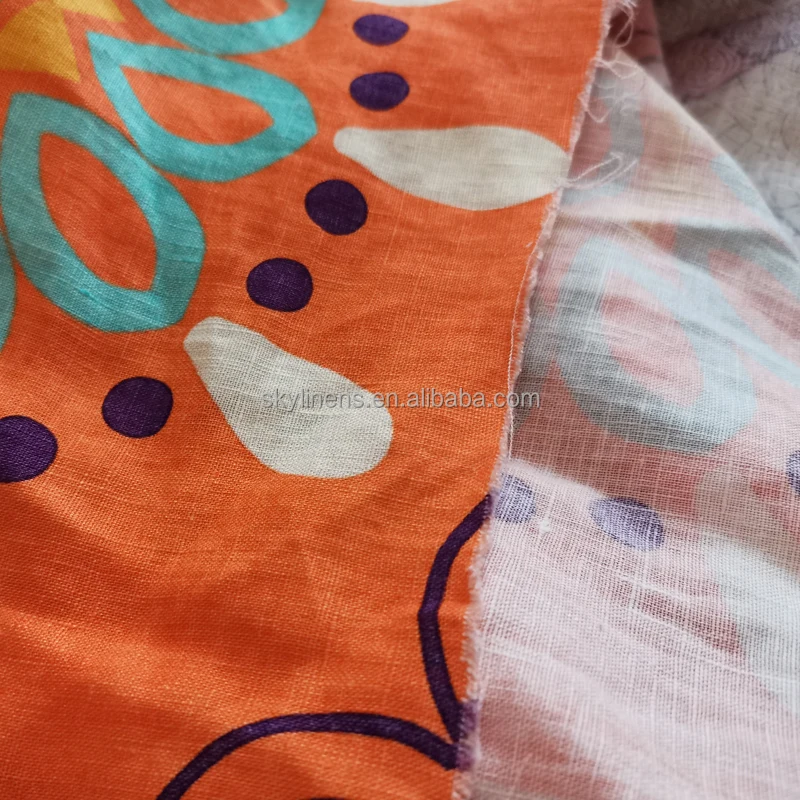 extra wide digital printed linen wholesale fabric bedding home textile cloth washed flax 270-275cm width blackout curtain linen