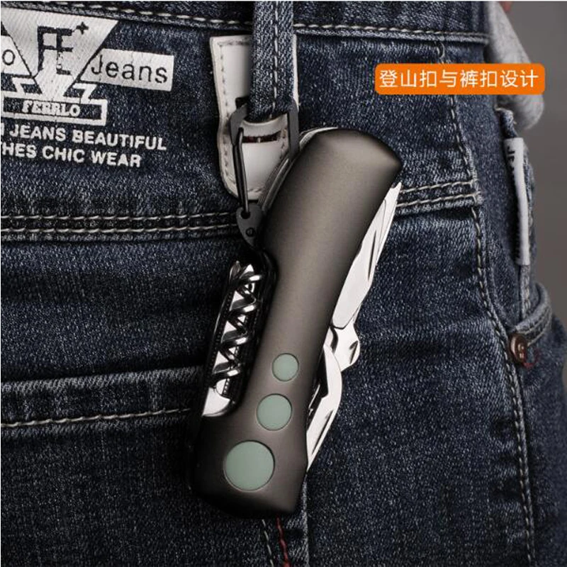 Multi Army Knife with Carabiner Hook 420 Stainsteel Steel multi purpose knife Swiss engraved Pocket Knife