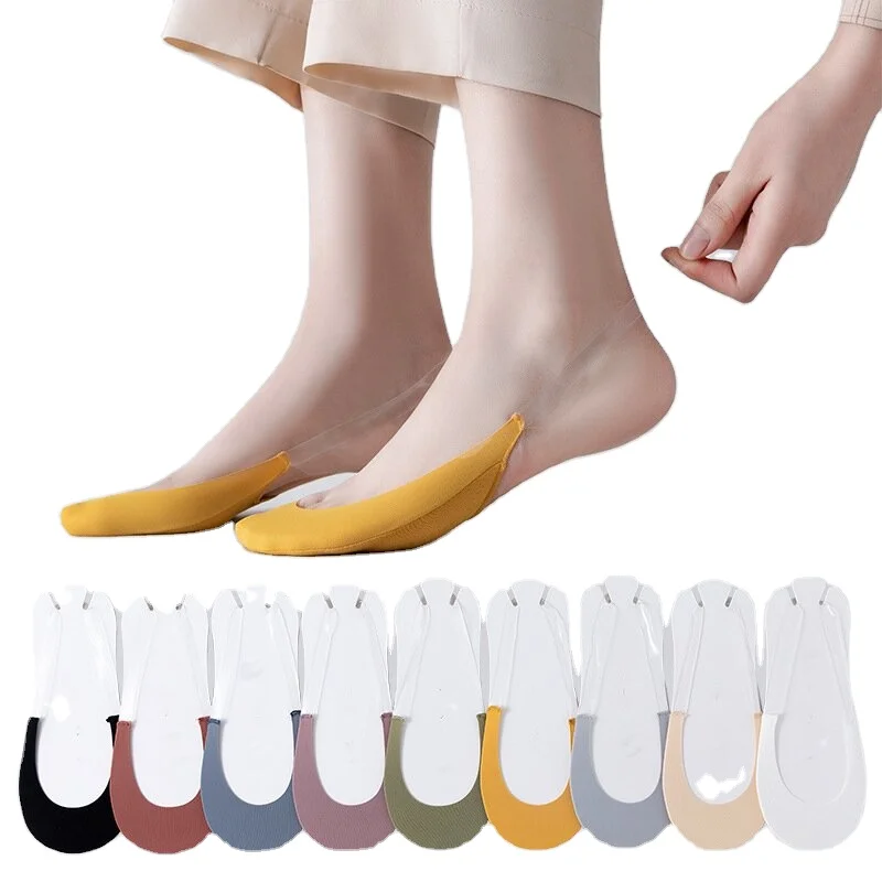 Summer Low Cut Solid Color Socks Women No Show Non Slip Hidden Invisible Boat Socks With Silicone