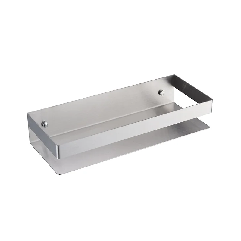 Modern Wall-Mounted Stainless Steel Storage Rack Punch-Free Corner Bathroom and Kitchen Seasoning Shelf