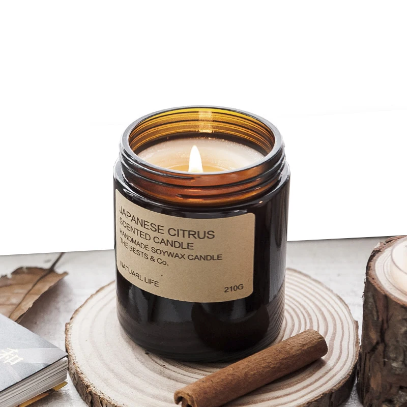 Glass Manufacture OEM Wholesale Soybean Wax Packing Container ES89 Empty Amber Scented Aroma Glass Jars for Candles