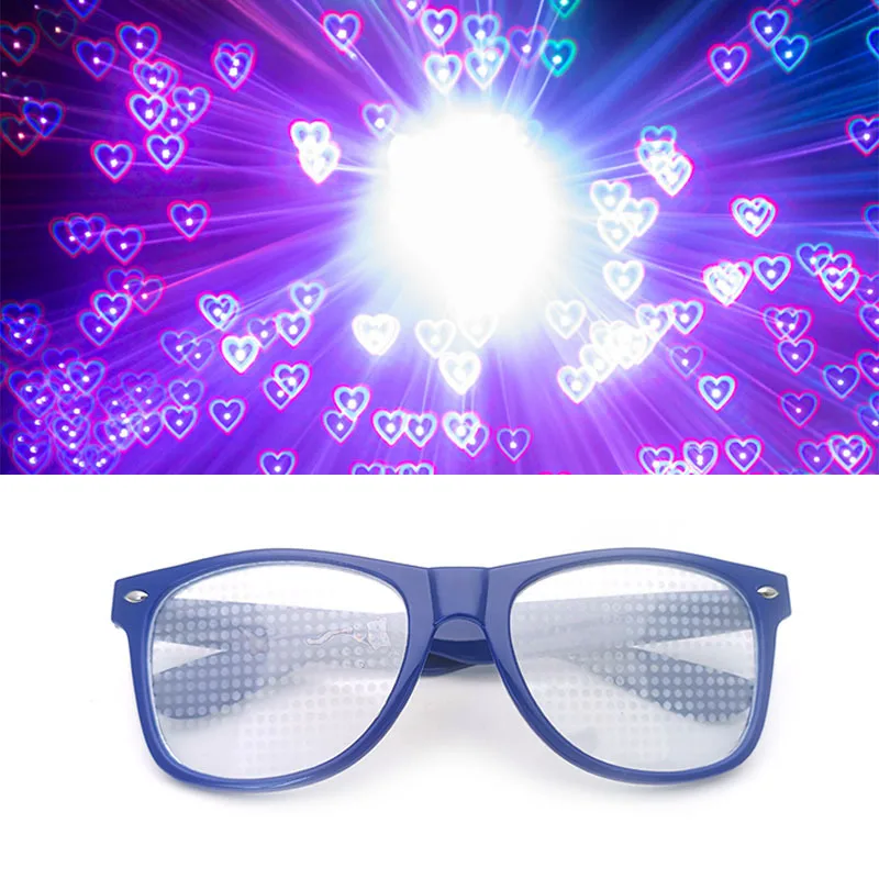 Festival Heart Diffraction Plastic Glasses Frame 3D Firework Glasses Heart Shape Paper Diffraction Rainbow 3D Glasses for Party