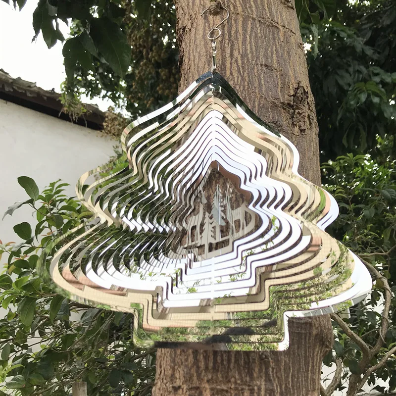 3D Matel Wind Spinner Rotating Metal Plate Animal Pattern 3D Wind Chime Rotating Pendant