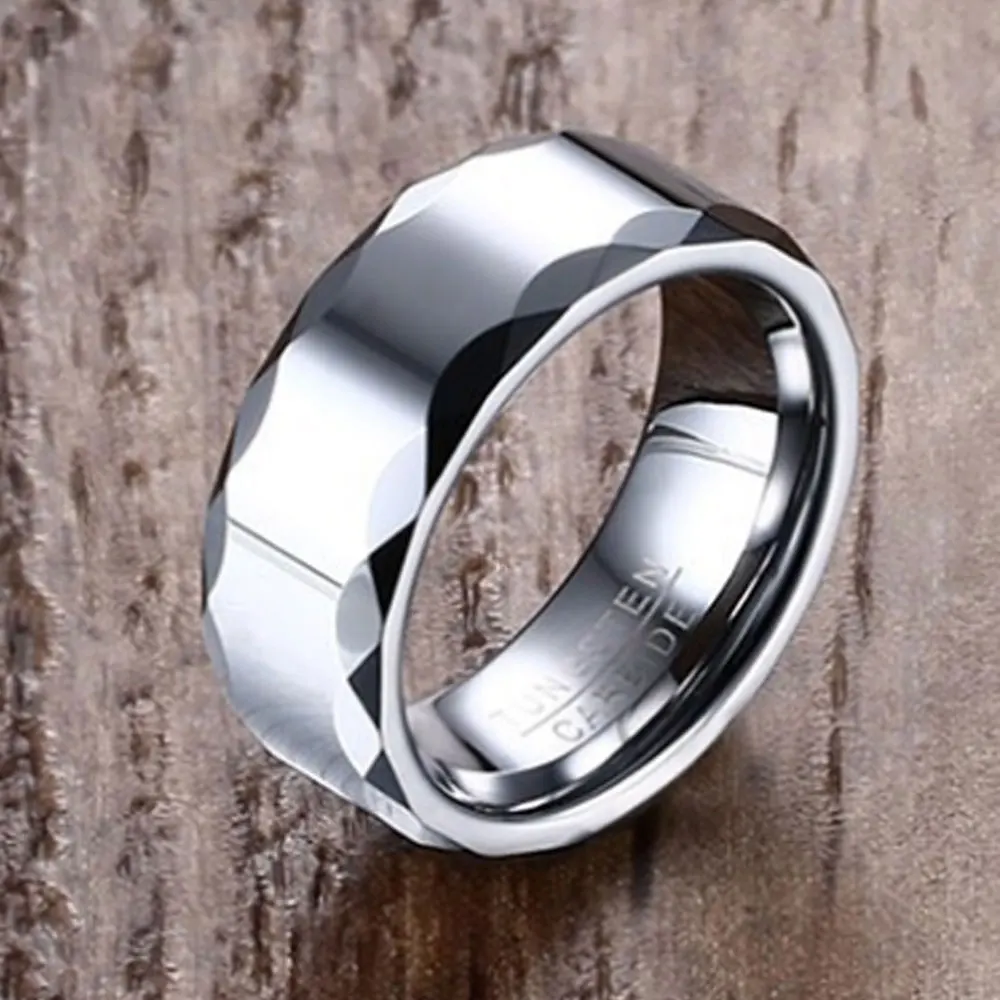 
8 мм для мужчин кольцо вольфрам карбида высокое качество манли полосы моды 