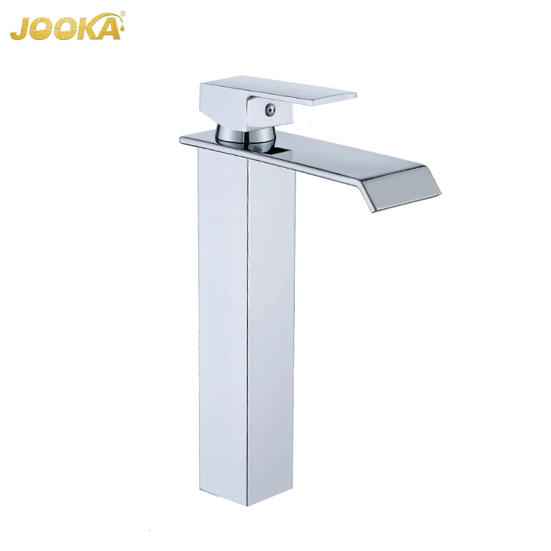 JOOKA Bathroom Wash Basin Water Fall Faucet Tall Deck Mounted Brass Tap Bath Water Mixer