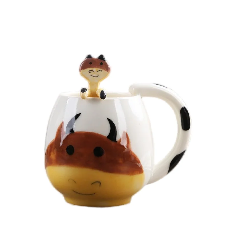 GZYSL Custom Logo Japanese Style Cartoon Animal Ceramic Mug with 3D Frog Lid  Porcelain Animal Milk Cup Ceramic Coffee Mug