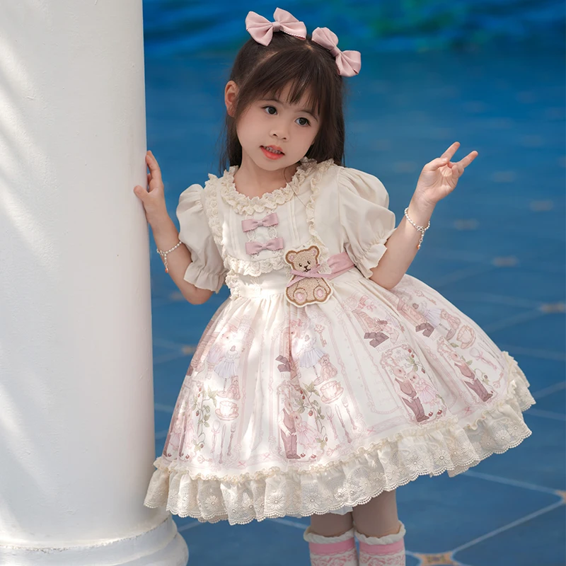 luxury dress short sleeve rabbit kids dresses dance christmas costumes lorita dress for girls  wholesale