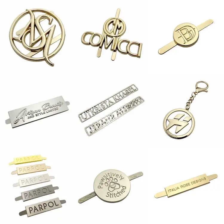 Competitive price antique brass accessories customized metal nameplate for bag