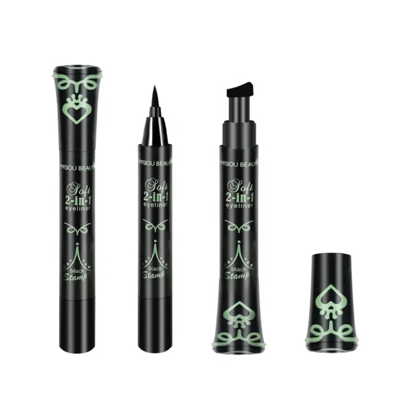 2 in 1 double side eye liner pen Quick drying waterproof long lasting extremely fine liquid pencil eyeliner stamp