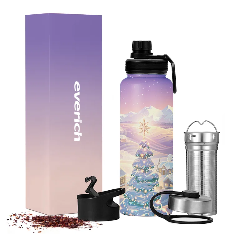 3 Lids (Straw Lid) Leak P BPA Free 18oz 22oz  32OZ  stainless steel water bottle with tea infuser Double Wall Vacuum Insulated
