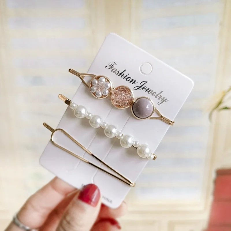 Hot Sale 3pcs Set Hair Clips Bobby Pins Fashion Pearl Hairgrip Accessories For Women Barrette Hairclip Hairpin LSHR037