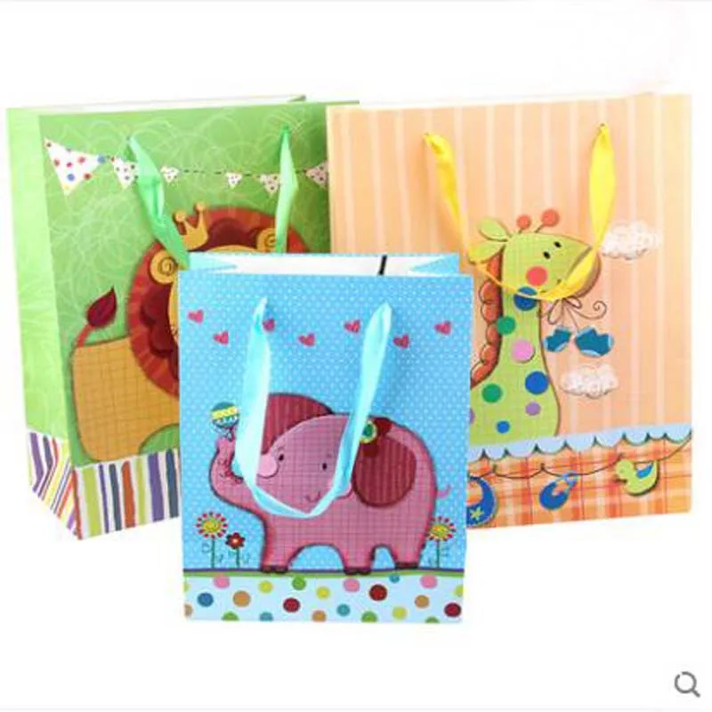 New Cute Animal Elephant Deer Lion King Gift Bag Portable Paper Bag for Baby Birthday Party Packaging Bag