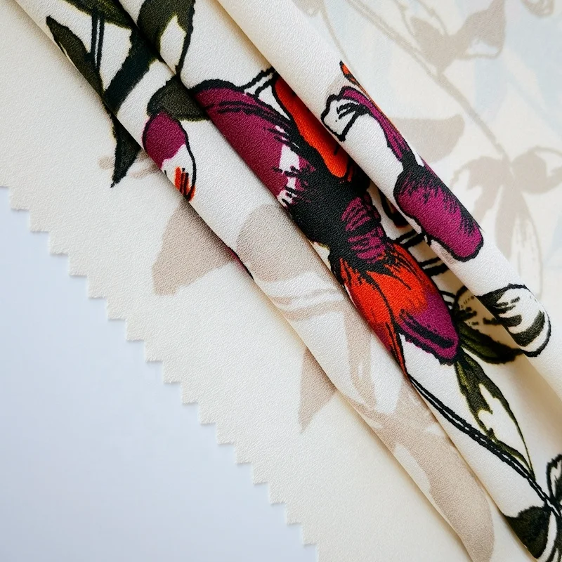
Shaoxing Quanzhiying Textile Woven Polyester printed GGT Crepe wool dobby fabric for women summer garment 