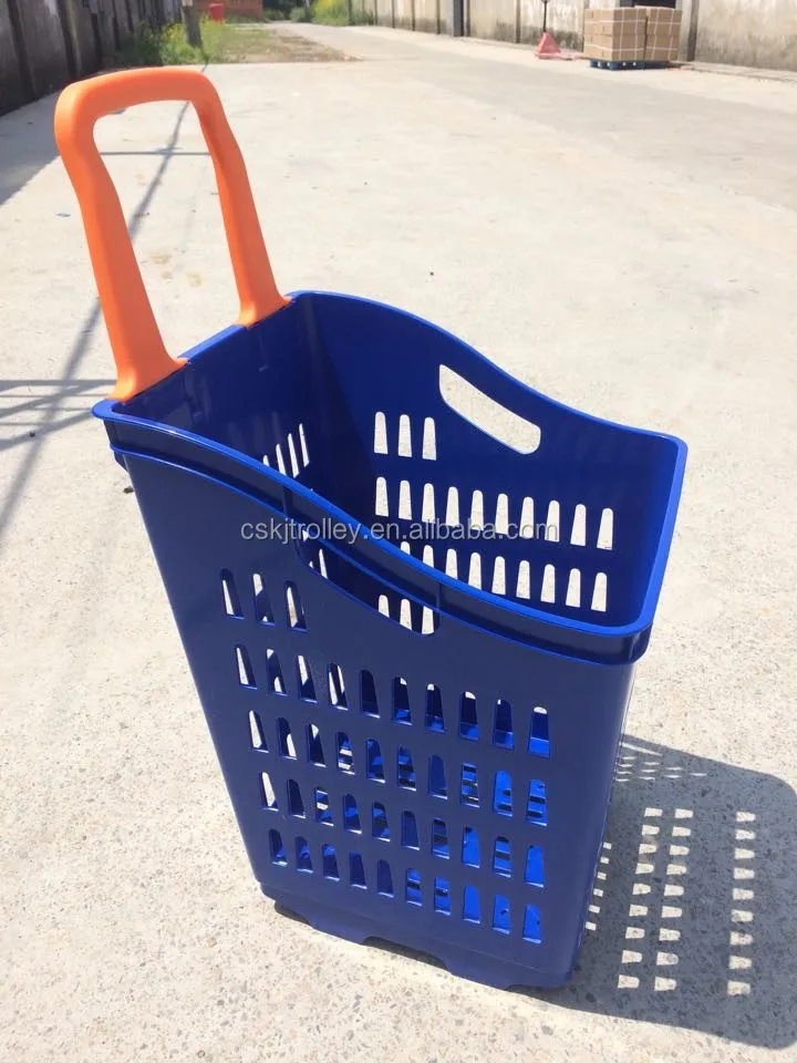 2021 2020 KaiJia Plastic Shopping Basket With Wheels for supermarket, good price and high quality