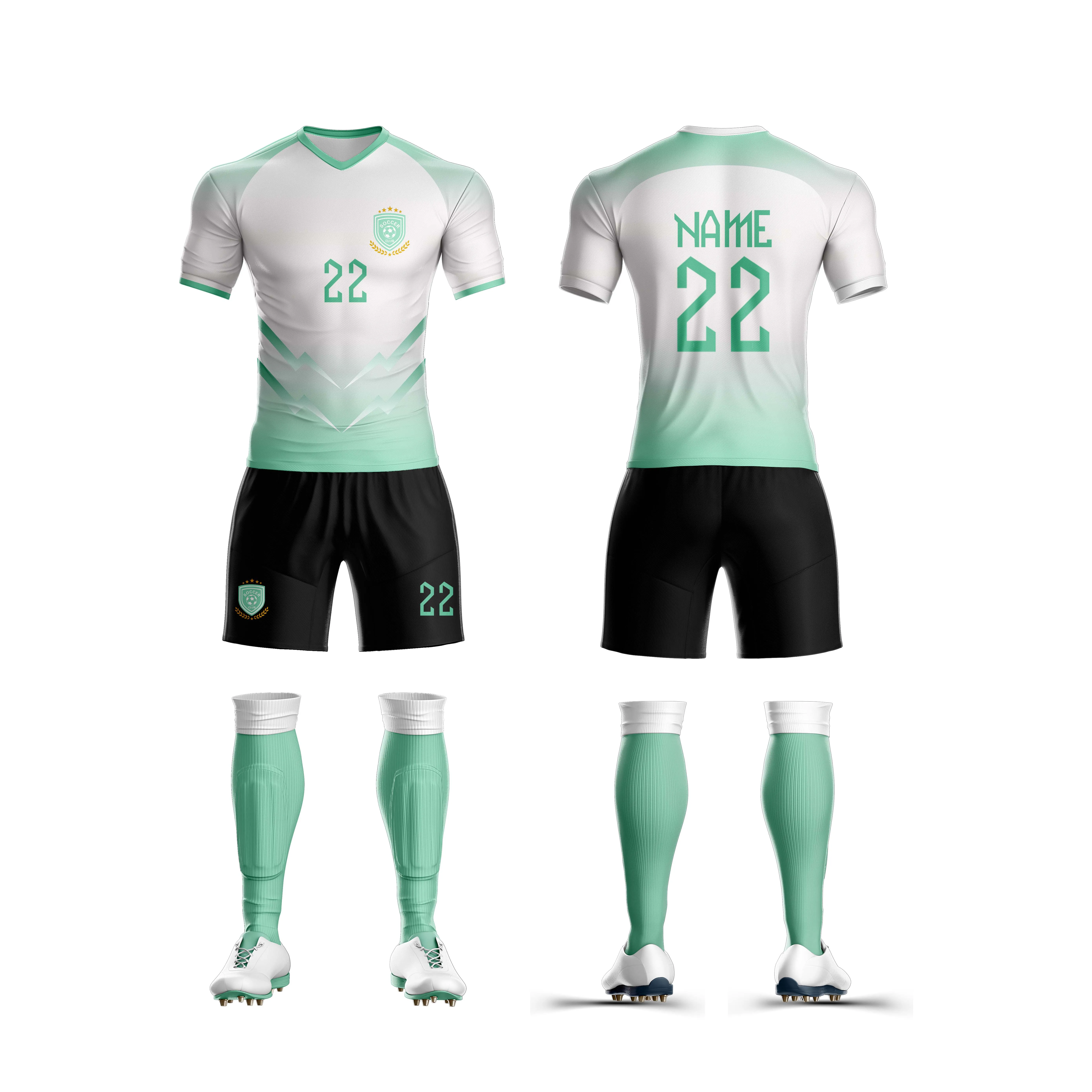 Sublimation Soccer Wear Custom Thai Quality Soccer Jersey Breathable Soccer Tracksuit Set Print Number Football Uniforms