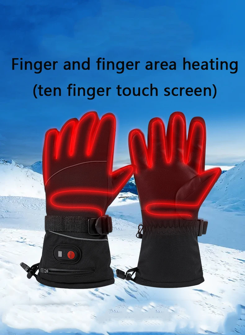 Outdoor ski riding with display screen heating gloves, thickened couple type, thermal insulation for men and women