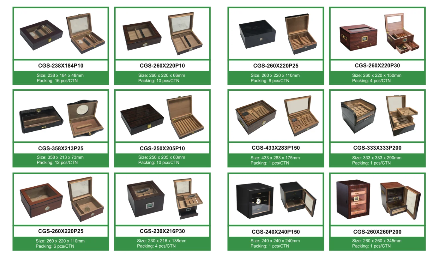 Cheap Custom Wooden Cigar Humidor Box With Hinges Wholesale Wood Cigar Box Case