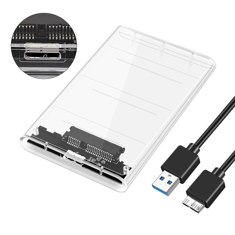 2 5 дюймов USB 3 0 SATA HDD Box жесткий диск внешний корпус прозрачный чехол сверхвысокой плотности цвет серебристый металлик съемный для корпуса жесткого