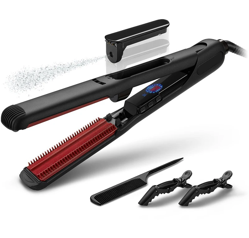
Professional Steam Hair Straightener Irons Flat Iron Tourmaline Ceramic White LCD OEM Customized 