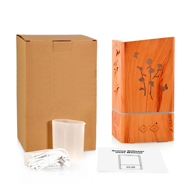200ml USB electric Fragrance Essential Oil Diffuser Ultrasonic Air Humidifier Wood Grain LED Lights Fragrance diffuser for home