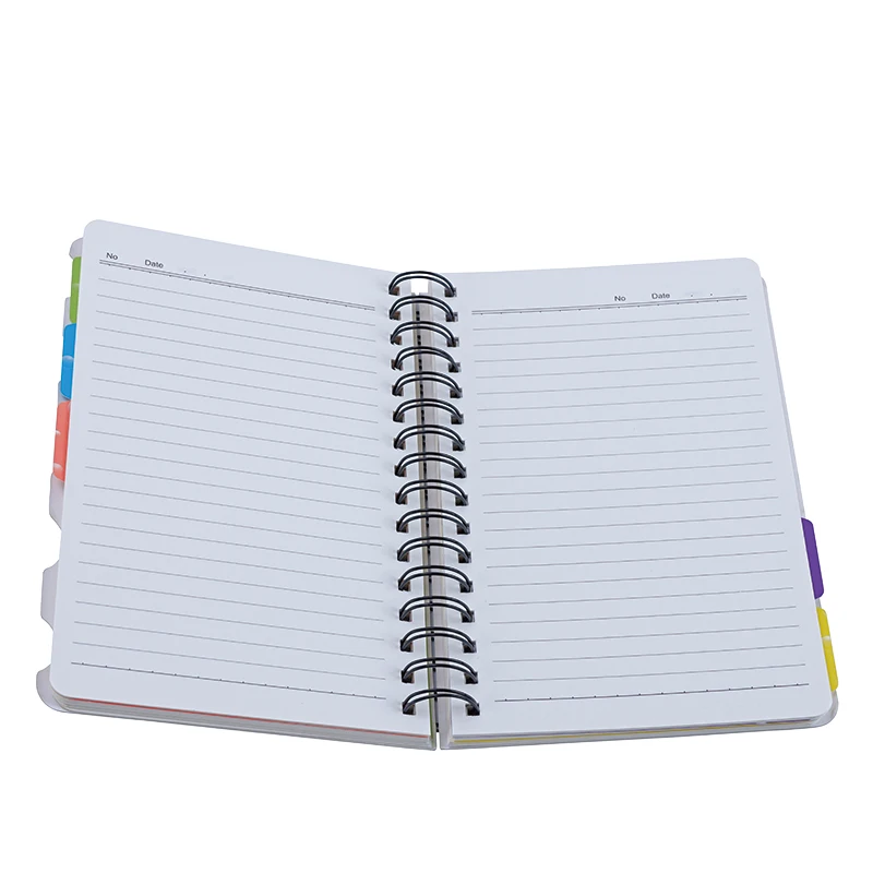 Custom A5 double Spiral Journal lined notebooks marble pattern agenda notebook with index tabs Stationery supply