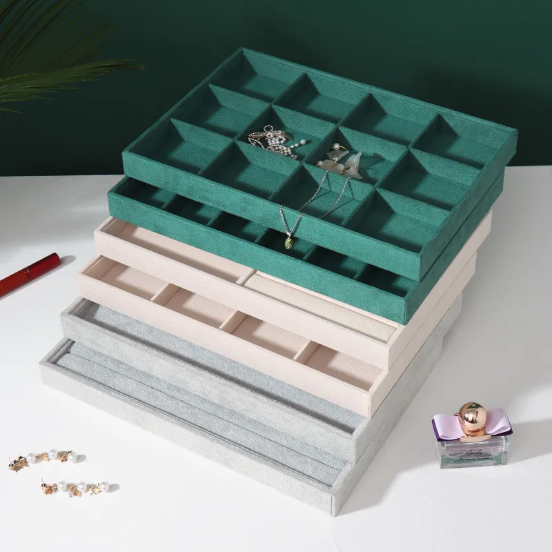 High-capacity jewelry organizer service trays ring collected jewelry display tray velvet Ring bracelet trays
