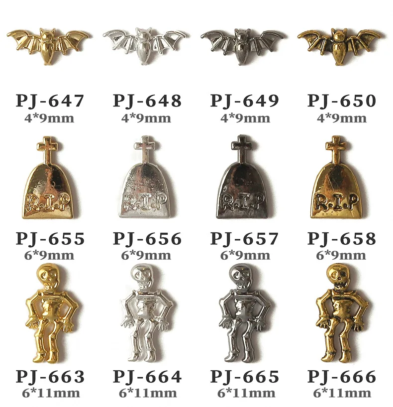 Halloween nail art skull cow alloy metal alloy pumpkin 3D nail art decoration rhinestone vintage cross halloween nail charms
