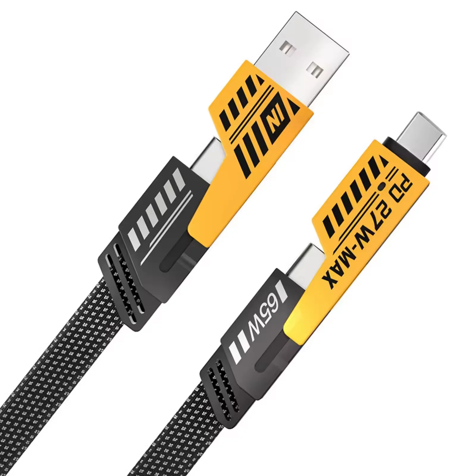 PD 100W 27W 3A Nylon Braid 4 in 1 USB C To Type C Fast Charging Cable For Mobile Phone