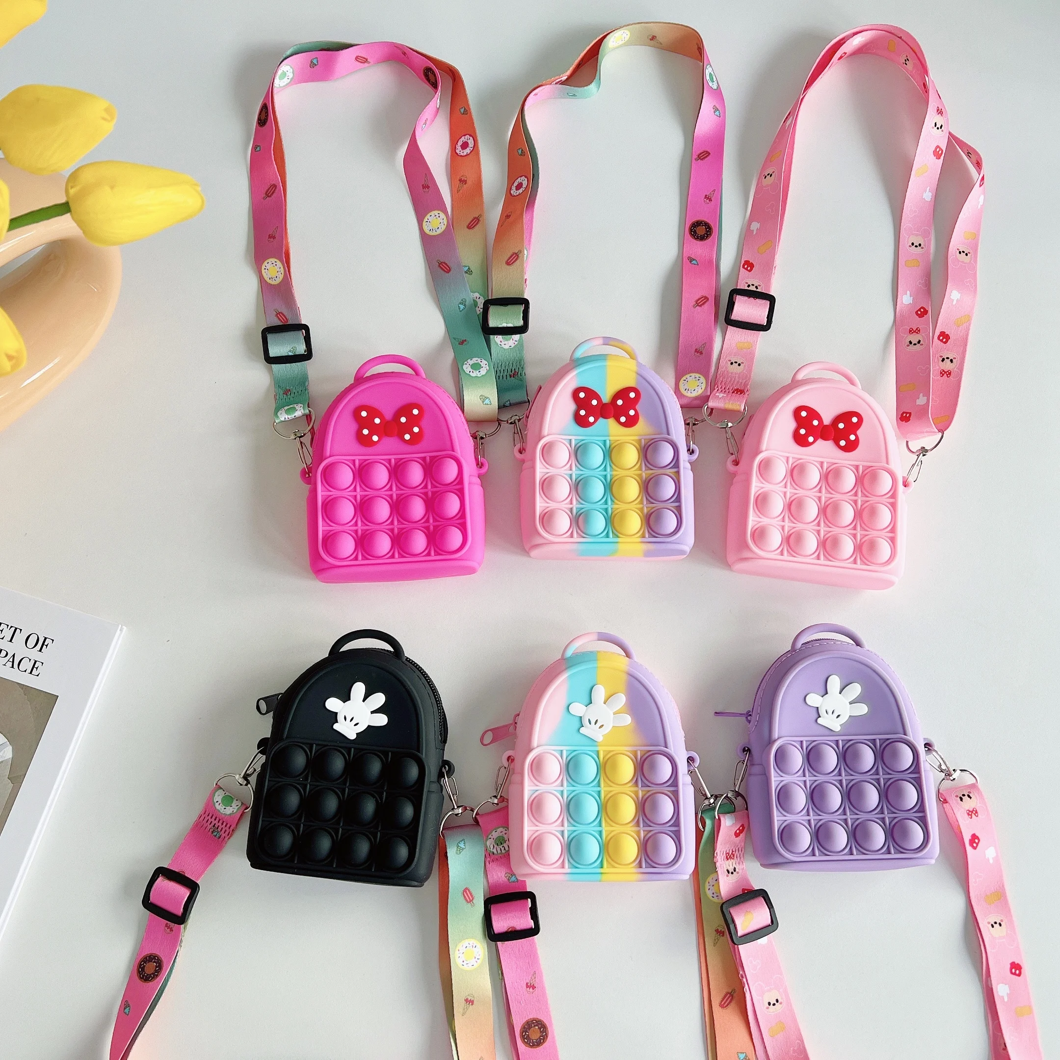 13*9*5cm Pob Bubble Kids Colorful Customized Silicone Purse for Children and Ladies