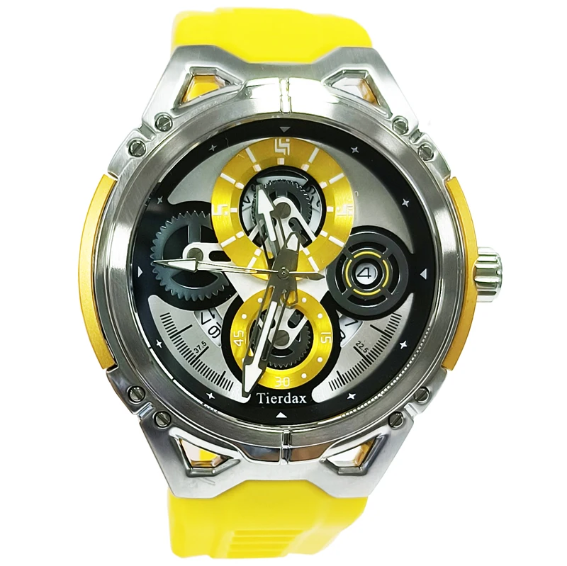 New Arrival Men Wrist Watch Luxury Design Skeleton Watch Soft Rubber Band Alloy Quartz Watches For Men Rlojes Hombre