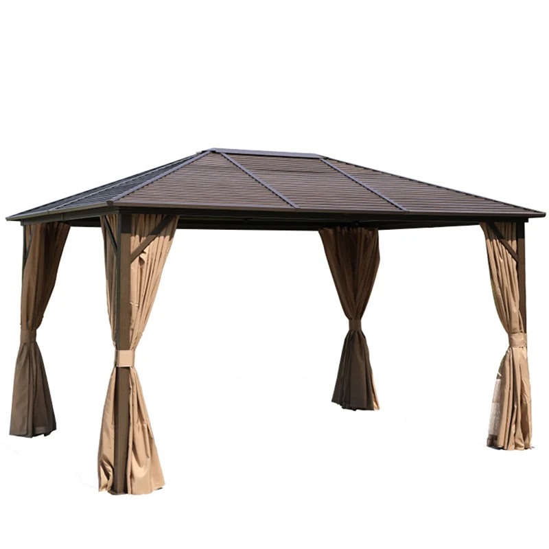  Outdoor furniture Cheap Customized high-end aluminium black brown gazebo pergola