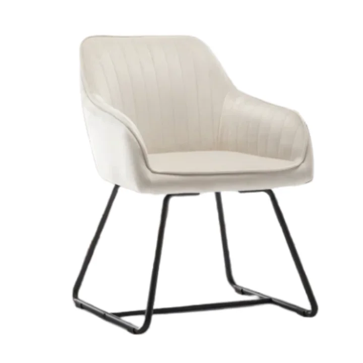 Modern Luxury Home Furniture Living Room Upholstered Velvet Accent Dining Chair with Armrest Metal Legs