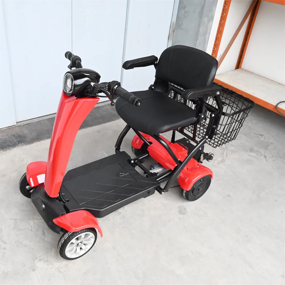 Great cart for a good price Auto Fold 4 wheelchair scooter 4 wheel club drive lithium scooter auto folding mobility scooter